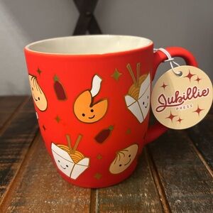 Jubillie Press Chinese Food Take Out Coffee Mug Soft Touch Fortune Cookie NEW